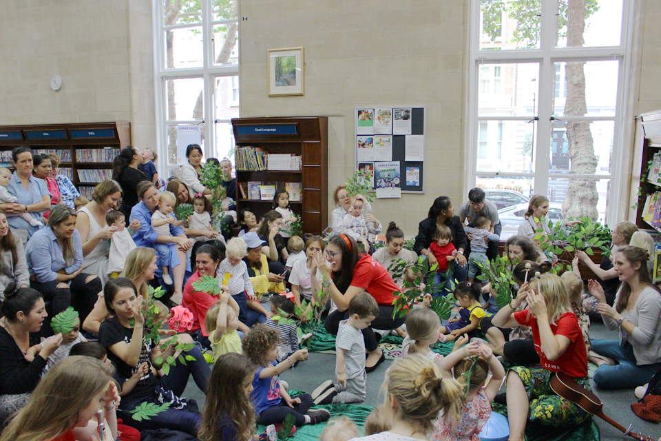 Children engaging with a story-time session hosted in a library